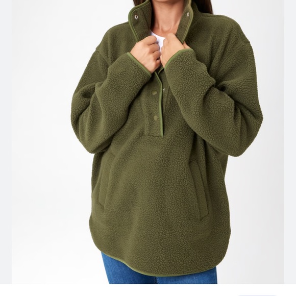 NWT OLD NAVY Step-Hem Sherpa Tunic Pullover Heritage Green SIZE SMALL - Picture 4 of 5